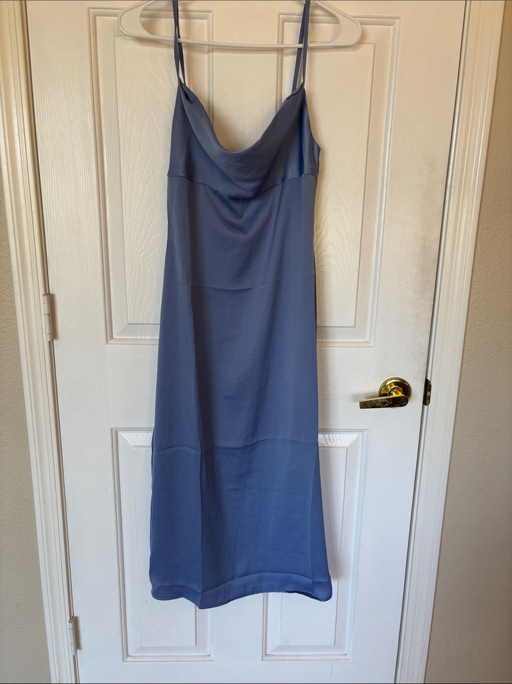 Weworewhat Slate Blue Cowl Neck Midi Slip Dress